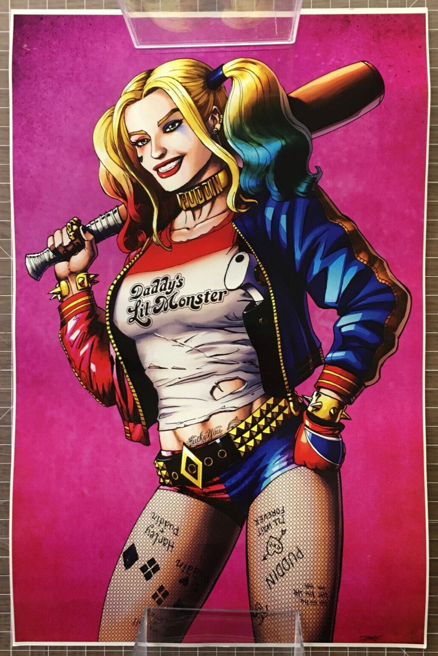Harley Quinn 11" X 17" Glossy Poster - Daddy's Little Monster - Illustrated